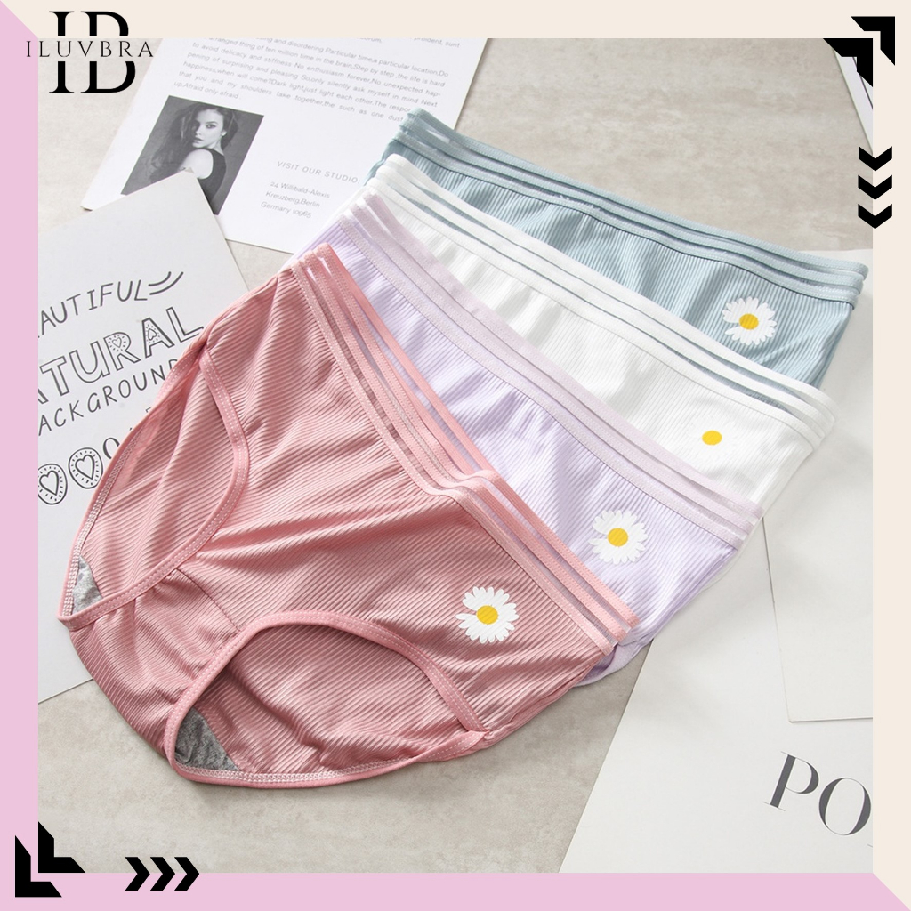 CUCI GUDANG CD693 Celana dalam wanita Murah Meriah  One Piece Mulus Motif bunga daisy Sutra Briefs