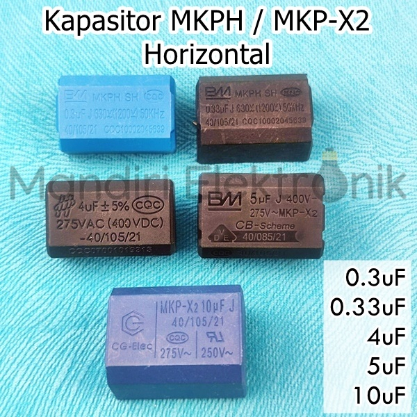 Kapasitor MKP MKPH MKP-X2 0.3 0.33 4 5 8 10 uF Horisontal 275V AC / 400V DC Kapasitor Kawat