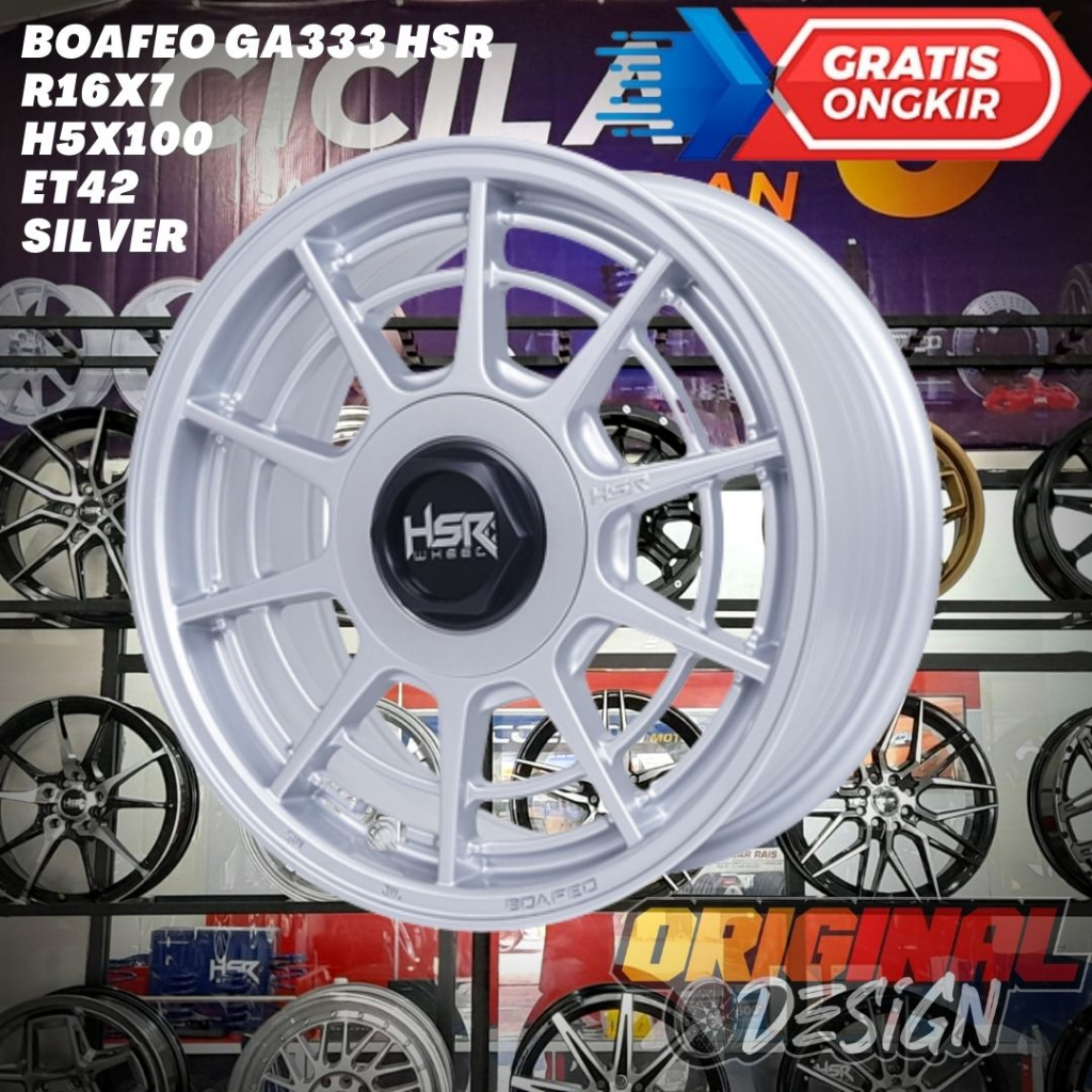 Velg Mobil Ring 16 MURAH HSR BOAFEO R16 LEBAR 7 PCD 5X100 ET42 SILVER