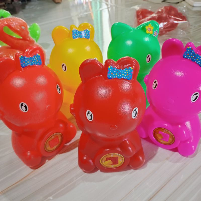 Tabungas plastik motif boneka, angrybird,angsa, tabungan plastik,celengan murah,plastik