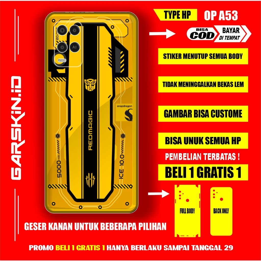 GARSKIN OPPO A53 AKSESORIS CASING PELINDUNG HP OPPO ORIGINAL GRASKIN A53 FULLBODY SKIN PROTEC DESAIN