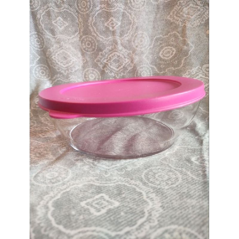 Clear bowl Tupperware warna pink murah