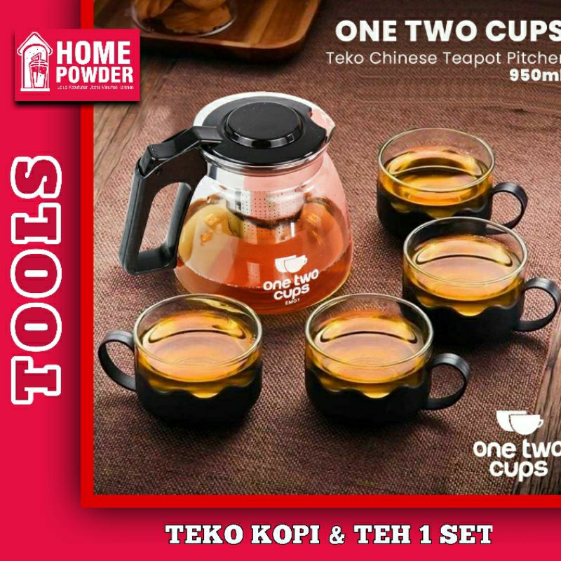 Teko Chinese Teapot Pitcher Teko Kopi dan Teh 950 Ml Satu set 4 Gelas