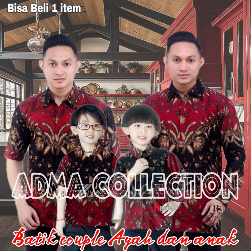 Batik Keris Maron TERBARU Couple sweet || couple batik ayah dan anak cowok BATIK MERAH Batik Lengan 