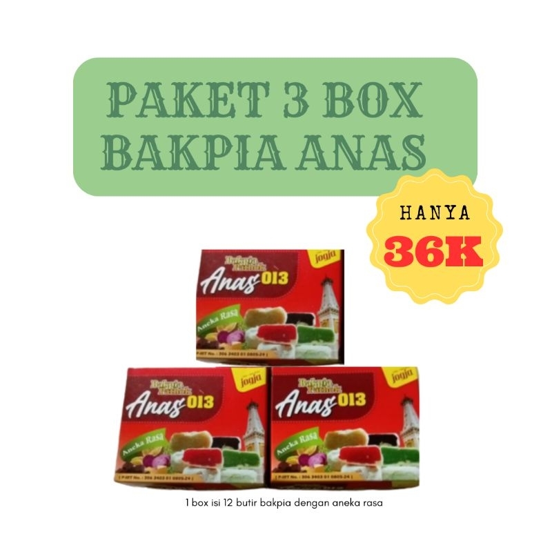 

BUNDLING 3 BOX Bakpia Pathok Anas Mix rasa masing-masing box isi 12