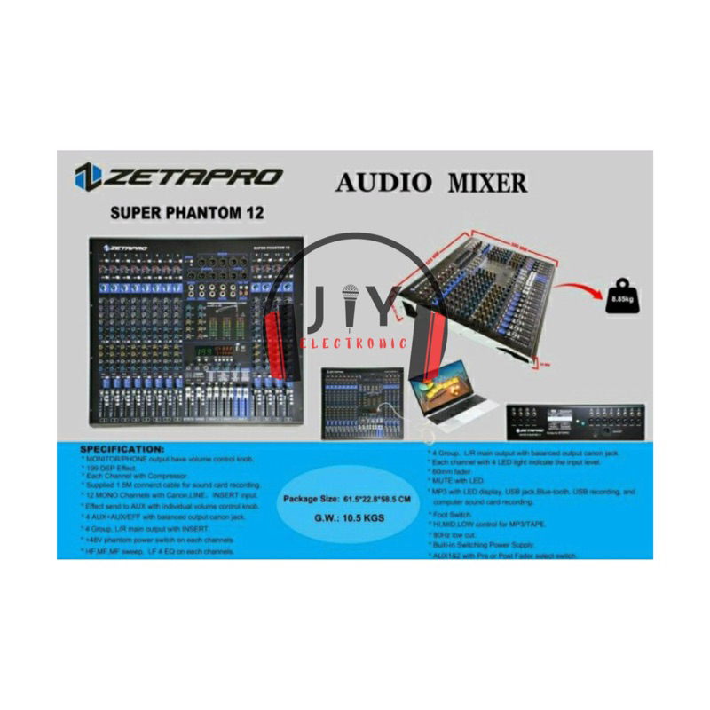 Audio Mixer 12 Channel Zetapro Super Phantom 12