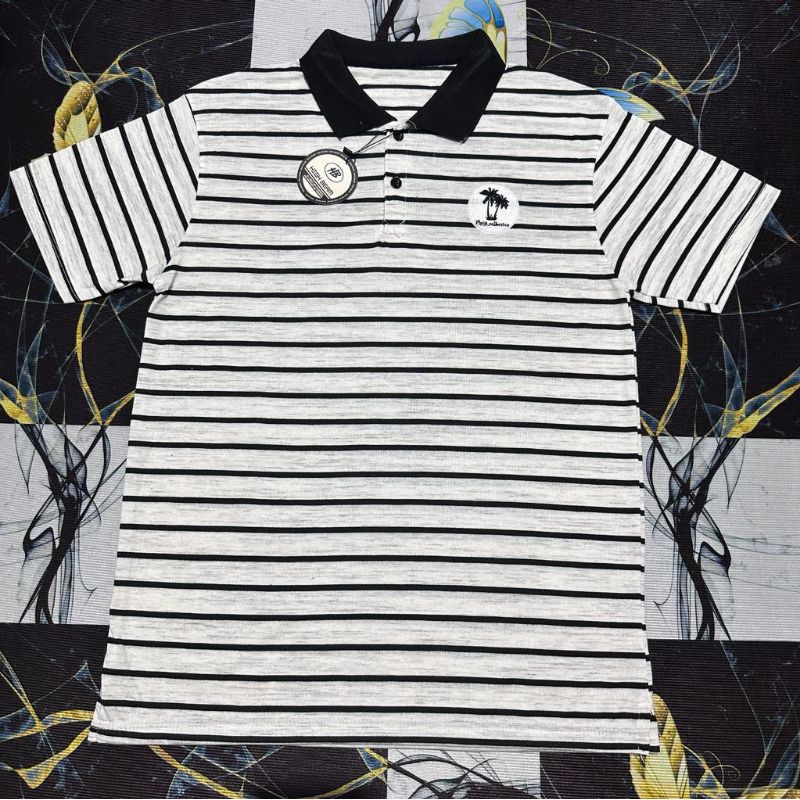 kaos kerah pria dewasa motif salur/kaos kerah/kaos kerah salur bordir/kaos salur/polo shirt