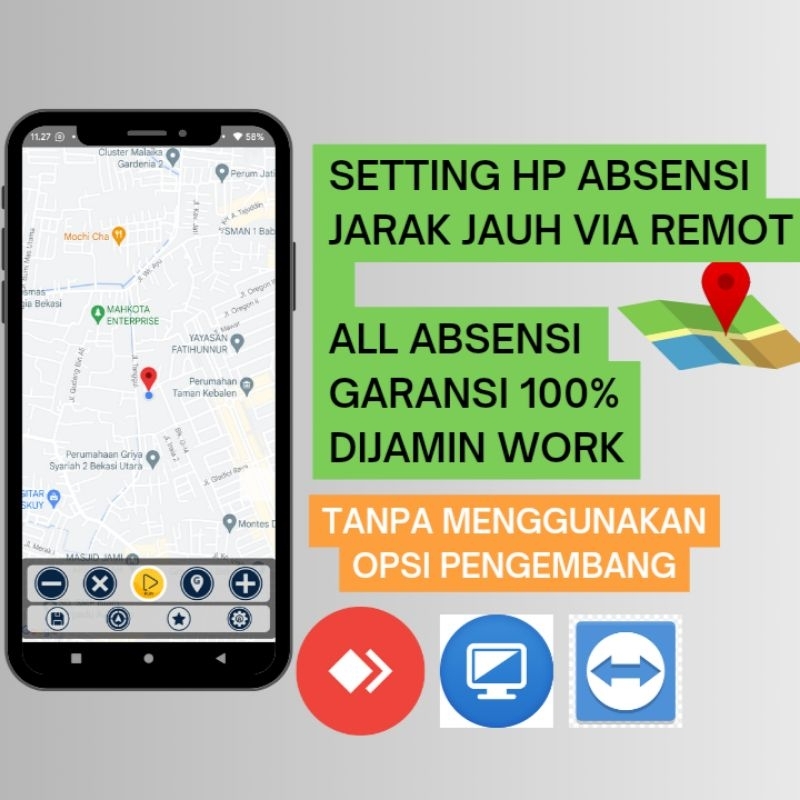 SETTING ALL ABSENSI VIA REMOTE FAKE GPS NO OPSI PENGEMBANG