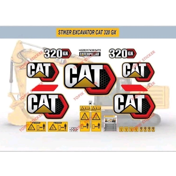 Stiker Excavator CATERPILLAR CAT 320 GX, Stiker Alat Berat