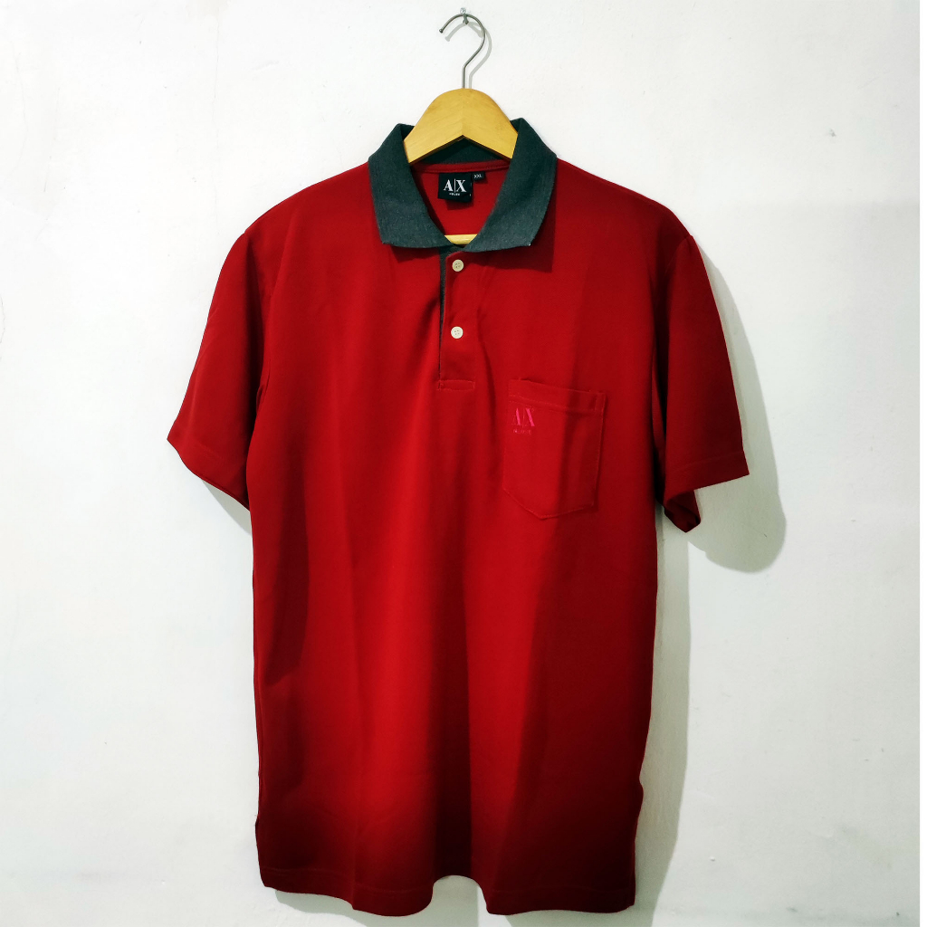 Kaos Polo Pria Polo Shirt AX House Pocket Red