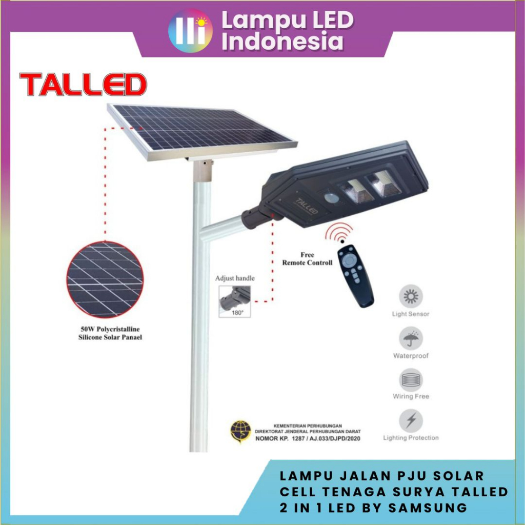 LAMPU JALAN PJU SOLAR CELL TENAGA SURYA TALLED 2 IN 1 LED BY SAMSUNG