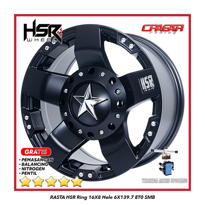 Pelek Mobil Racing Ring 16 R16 Strada Triton Ford Ranger RASTA HSR R16 lubang 6