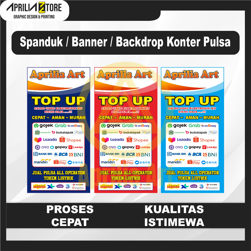 Cetak Banner Spanduk Konter TOP UP Pulsa Custom