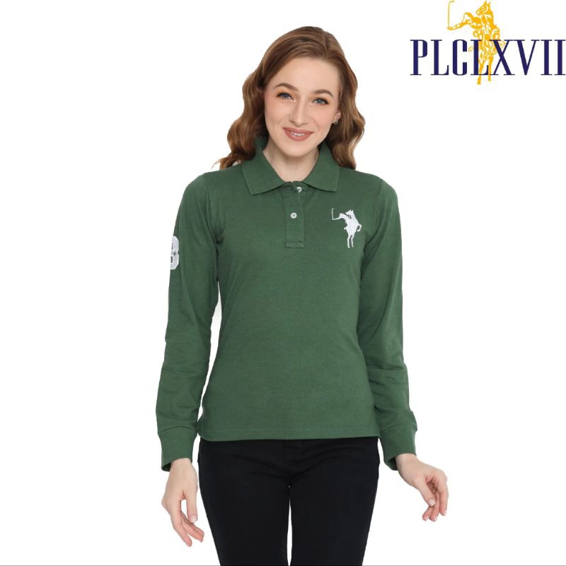 Plclxvii - Polo Shirt Wanita - Polo Shirt Lengan Panjang Logo Besar 5006 Pasti Ori