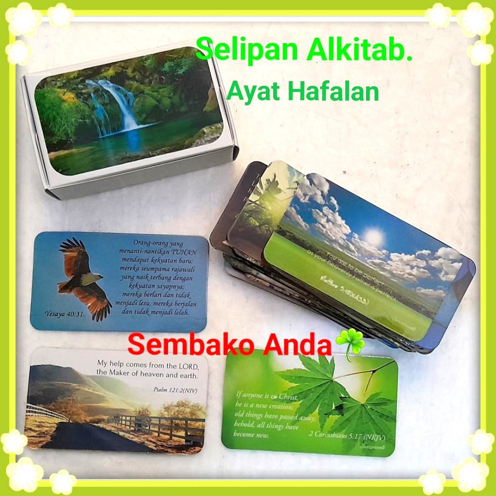 

Kartu Ayat Hafalan Alkitab 2 Bahasa Inggris Indonesia. Firman Allah. Selipan buku ayat Alkitab. Bookmarks. Pembatas buku