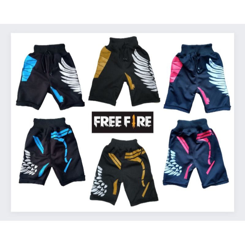 celana pendek anak laki laki free fire angel biru/merah/kuning