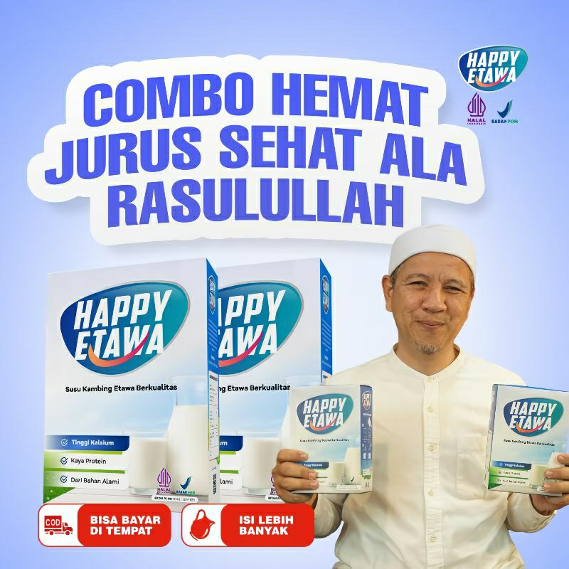 

[BEST SELLER] COMBO HEMAT 2 Box HAPPY ETAWA Jurus Sehat Ala Rasulullah - Susu Kambing Bubuk Etawa Berkualitas Tingkatkan Daya Tahan & Imunitas Tubuh Jaga Kesehatan & Kepadatan Tulang Halal BPOM Habib Novel Alaydrus Approved | Eliza Official Store