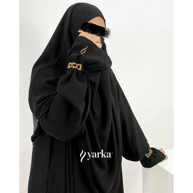[NWT] Gamis chain abaya black hitam M yarka