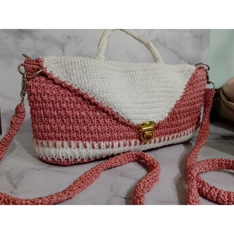 TAS RAJUT HP/DOMPET SELEMPANG/SLING BAG- Asli Rajut tangan/Handmade
