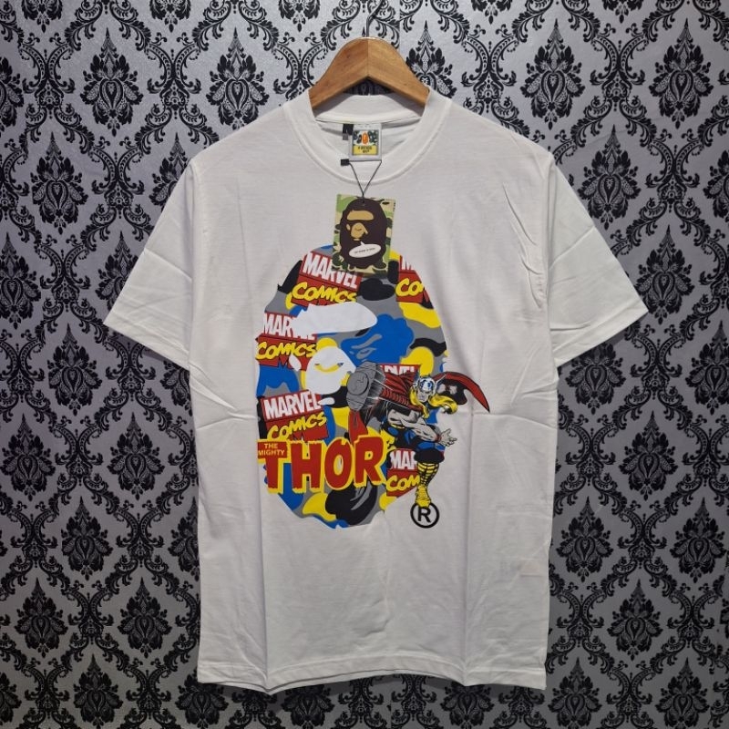 kaos putih bape marvel thor
