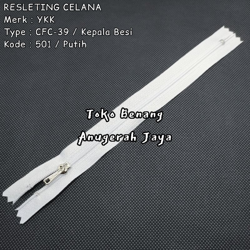 Resleting Celana 8 inch YKK CFC-39 No 501 Putih