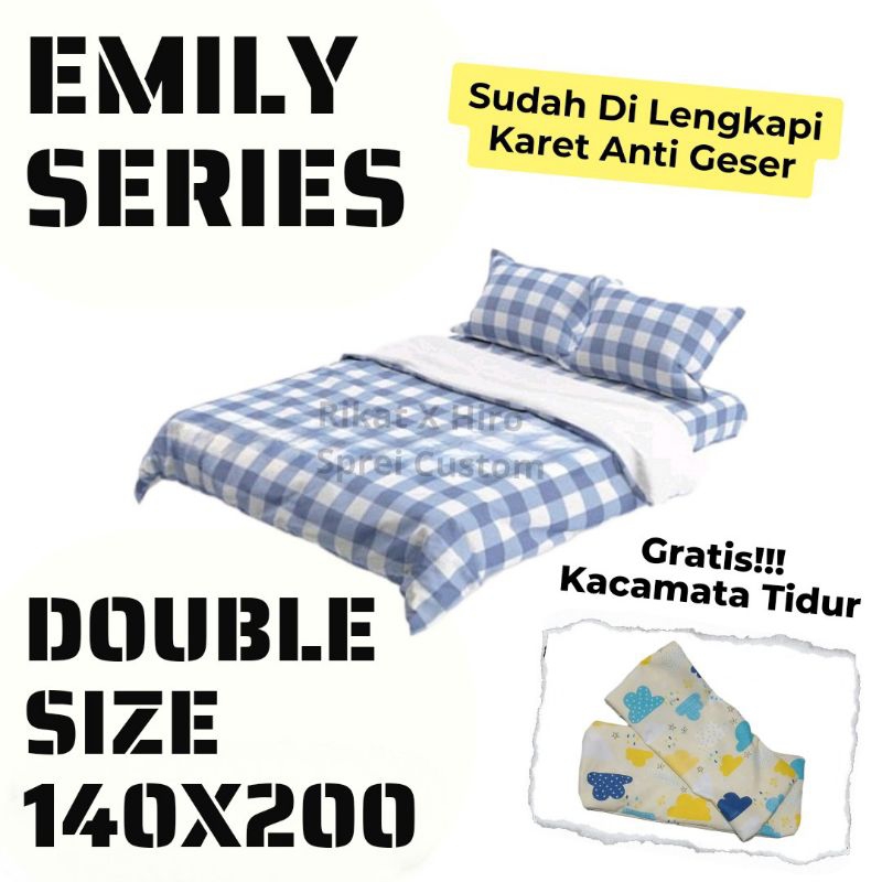 Sprei Set Custom 140x200 2 In 1 Kasur Sorong Ekstra Single Motif Kotak Kotak Besar Emily Aesthetic 1