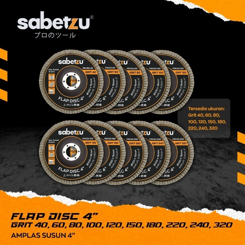 Amplas bulat 4 inch grit amplas susun flap disc 4" gerinda sabetzu varian amplas flap disc 4 inci  F