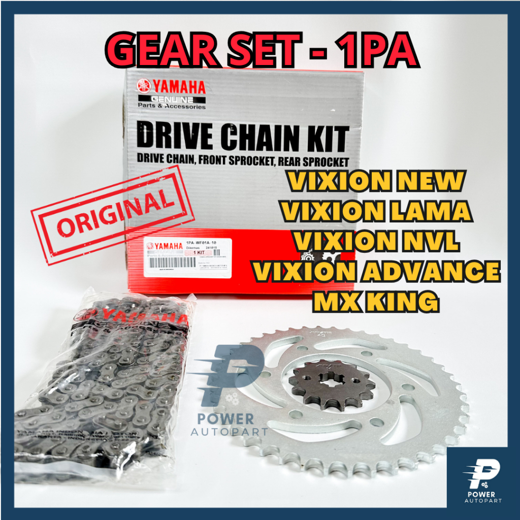 ( GARANSI  ) Gear Set + Rantai UK 14T, 40T - 43T VIXION,VIXION NEW,MX KING,VIXION LAMA - Gear 1PA