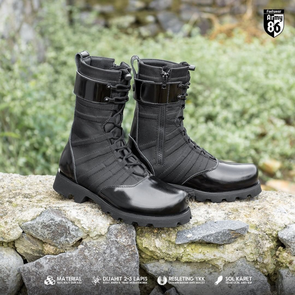 Sepatu PDL TNI BRIMOB kilat kulit asli