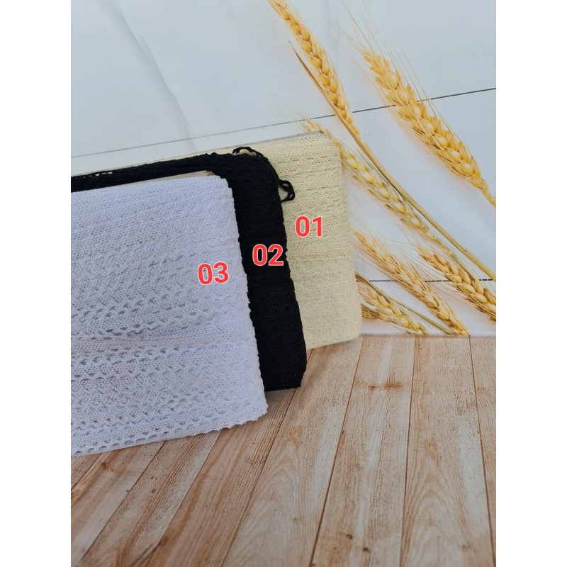 renda rajut kait, renda rajut lebar 1cm, renda rajut warna hitam, isi 300yard