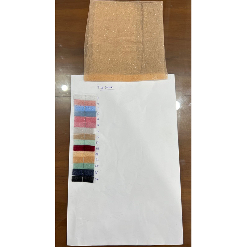 Kain Tile Polos gliter / Tulle Gliter -Termurah