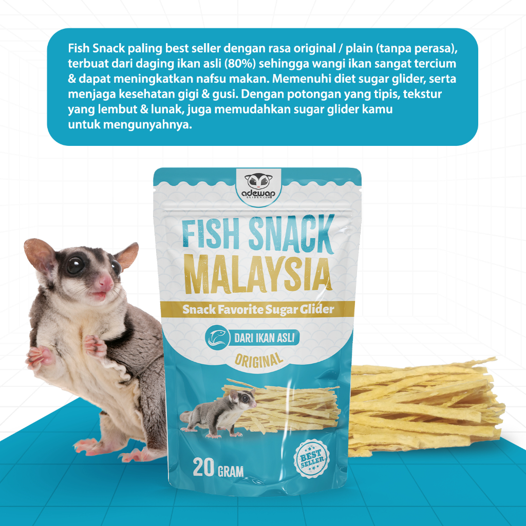 ADEWAP GLIDER Fish Snack Malaysia Camilan Protein Sugar Glider 20Gr