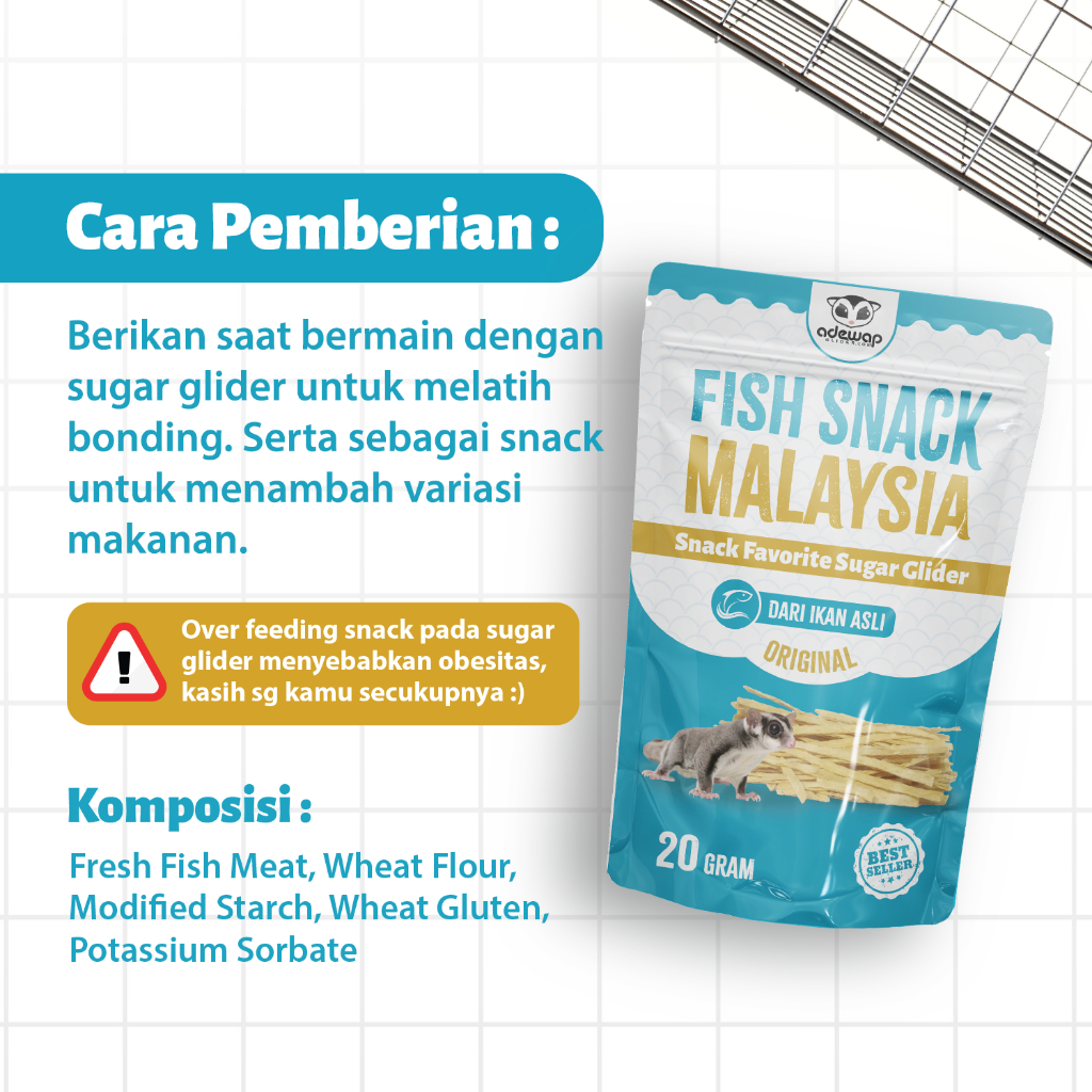 ADEWAP GLIDER Fish Snack Malaysia Camilan Protein Sugar Glider 20Gr