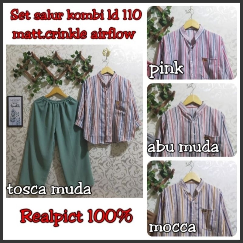 LD 110 setcel crinkle aorflow/setelan wanita crinkle motif/setcel crinkle kombinasi/oneset