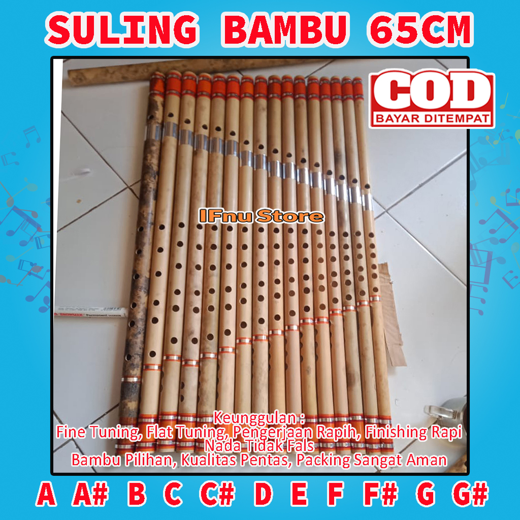 1 SET ISI 12 Suling Bambu Dangdut Murah Bisa COD panjang 65cm