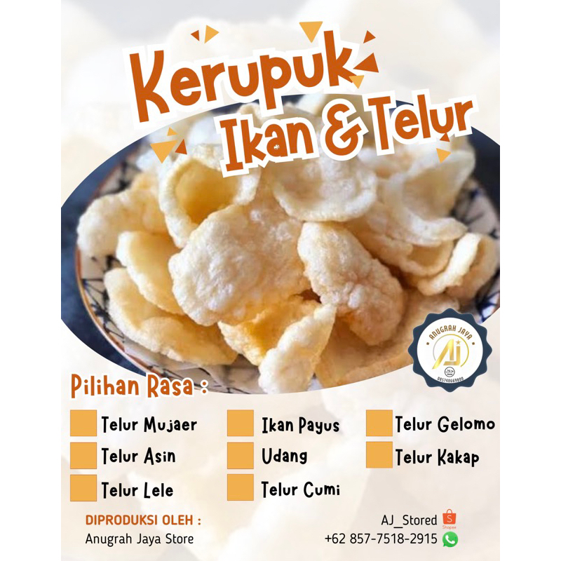 ANEKA KERUPUK IKAN KHAS LUMPUR GRESIK (TELUR MUJAER, TELUR GELOMO, TELUR KAKAP, TELUR LELE, TELUR CU