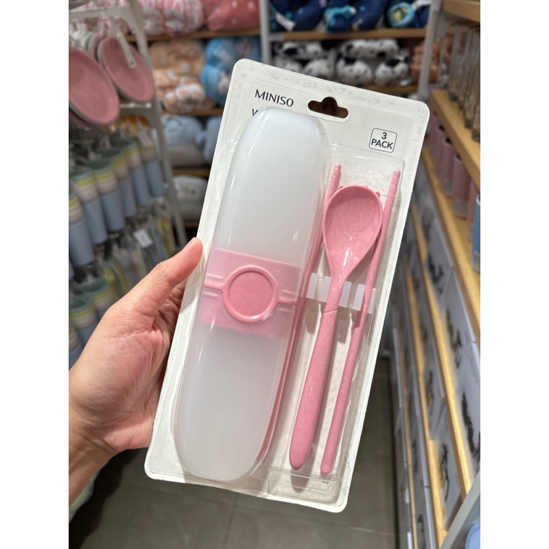 CUTLERY SET MINISO SENDOK GARPU SUMPIT WHEAT FIBER FLATWARE SET
