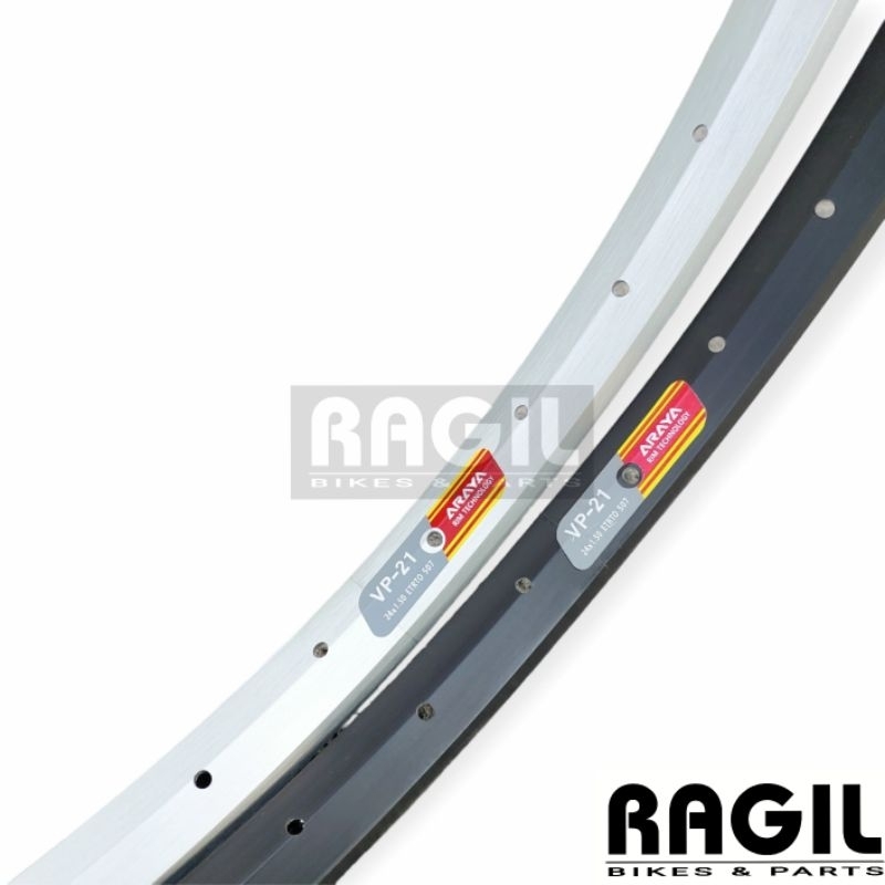 VELG SEPEDA 24 ARAYA VP 21 VP-21 SILVER HITAM ALLOY 36H LUBANG 36 HOLE RIMS RIM SINGLE WALL MTB MINI