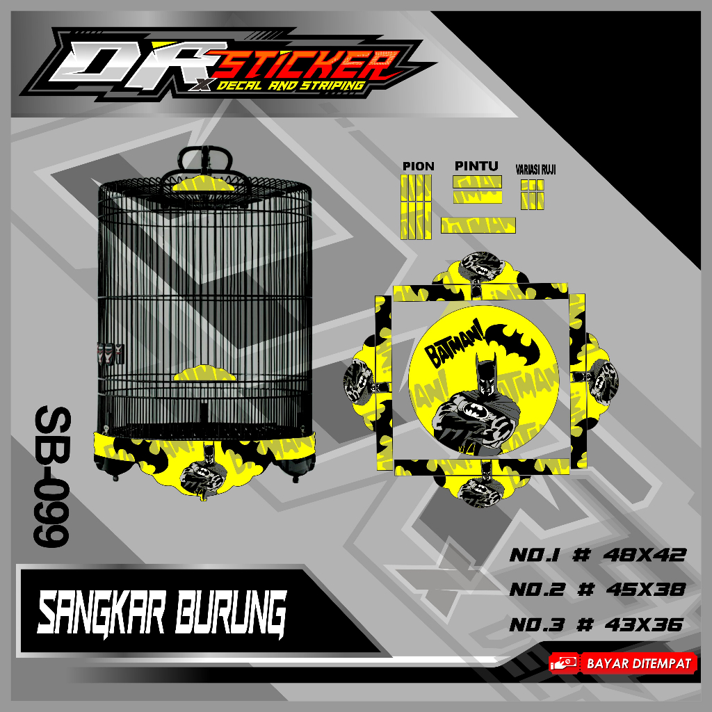 COD DECAL VARIASI SANGKAR MURAI BATU - Stiker Dekal Kandang Burung Bulat Tebok Murai Variasi Motif B