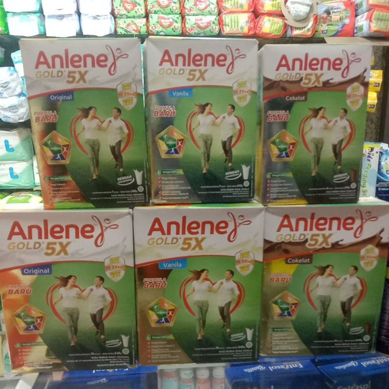 

ANLENE GOLD 5X SUSU BUBUK TINGGI KALSIUM 240GR / 640GR VANILA ORIGINAL COKLAT