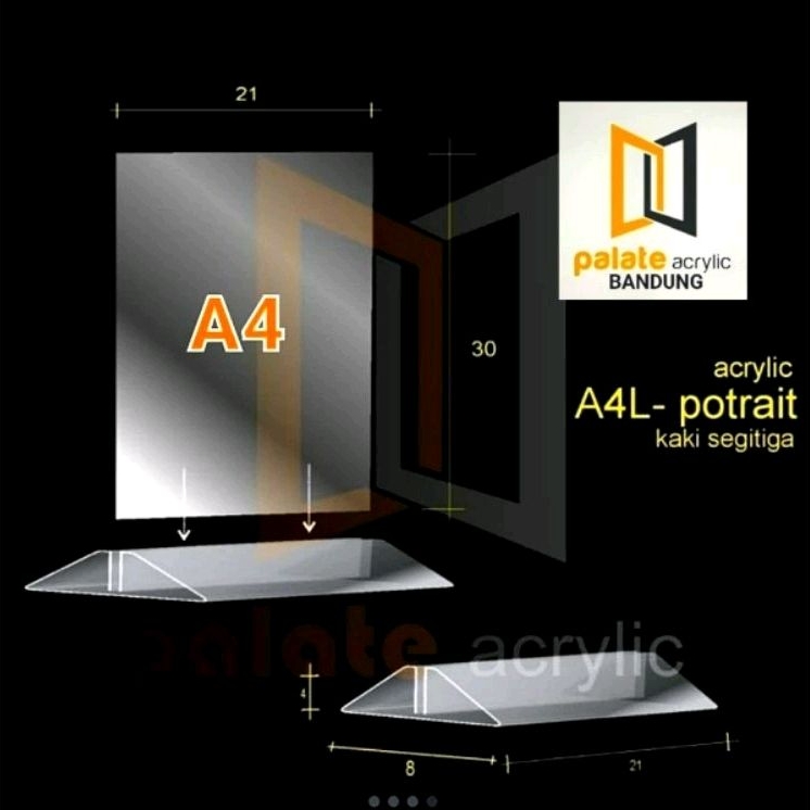 AKRILIK TENT CARD A4 KAKI SEGITIGA/ ACRYLIC TENT HOLDER A4 PORTRAIT