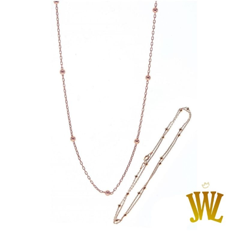 Jewellant - Kalung Rantai Bola Mawar Perak 50 cm, Kalung Wanita Perak Silver 925 Asli, Rose Chain Ne