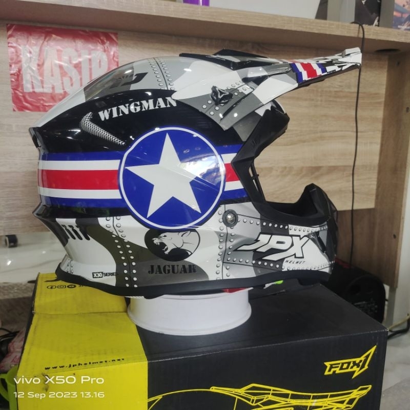 HELM JPX CROSS FOX-1 X30 WINGMAN BLACK GLOSS ORIGINAL PRODUK