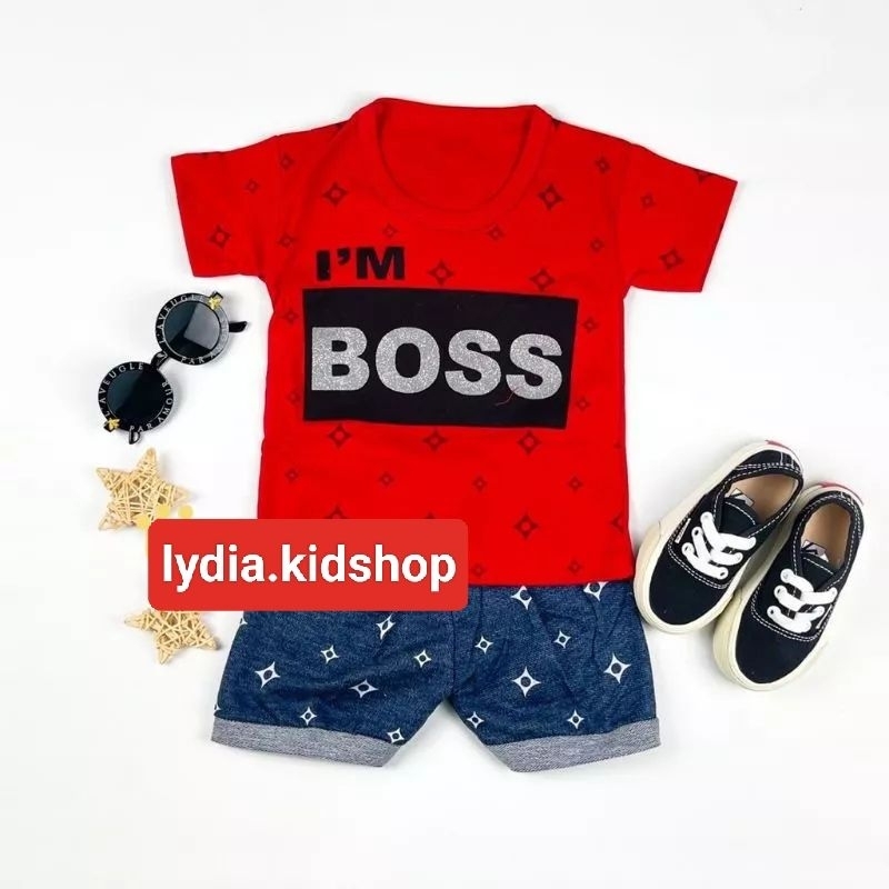 setelan anak laki-laki 3 bulan - 12 bulan "im boss"