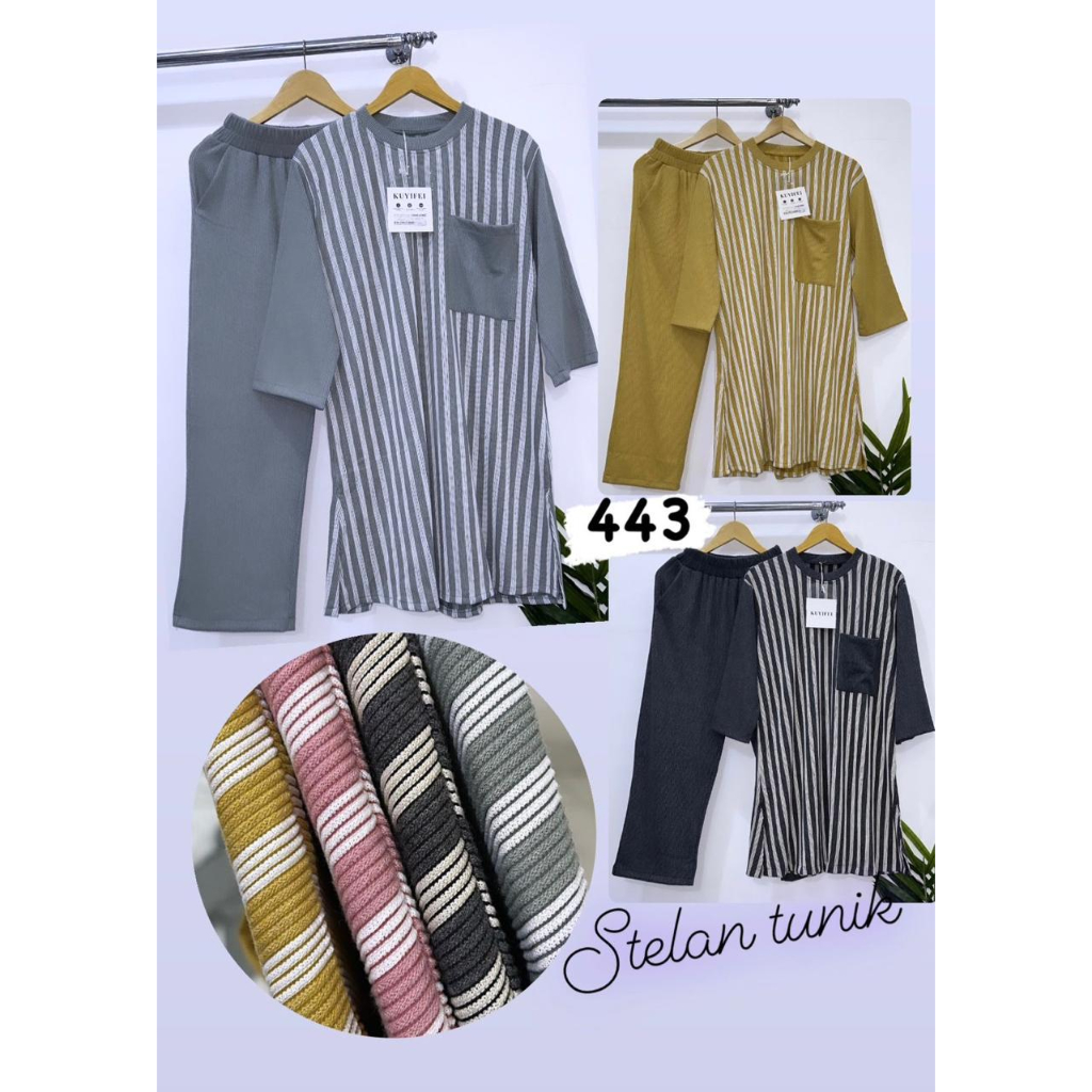 SETELAN RAJUT KNIT 443 KUYIFEI TERBARU ONE SET SALUR OVERSIZE SAKU SETCEL RAJUT KNIT IMPORT PREMIUM 