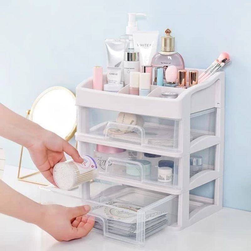(SSO)-Rak Kosmetik Multifungsi 3 Laci Susun/Tempat Kosmetik/Kotak Kosmetik/Makeup Storage Organizer 