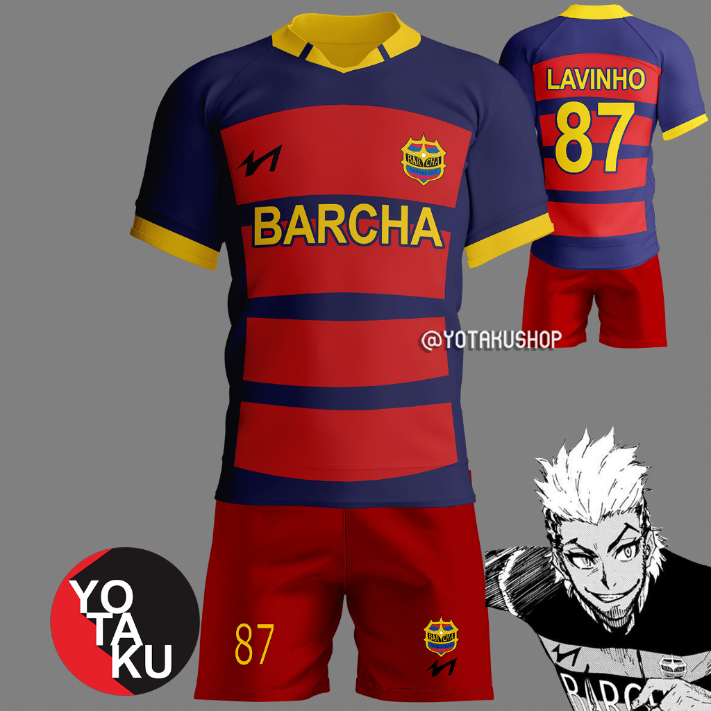 Jersey Anime Cosplay Blue Lock FC BARCHA Lavinho Full Set YOTAKUSHOP