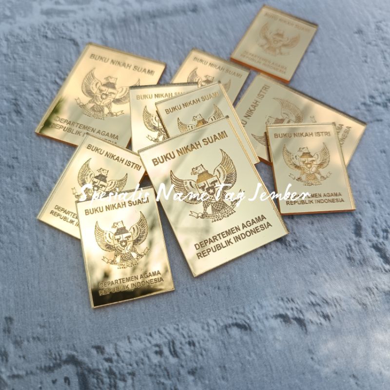 SEPASANG Replika Buku Nikah Akrilik Mirror Gold Hiasan Dekorasi Mahar Replika Buku Nikah Replika Buk
