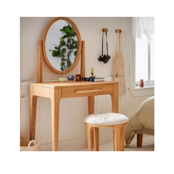 meja rias make up tolet kayu jati solid model minimalis aesthetic simple include dudukan busa murah 