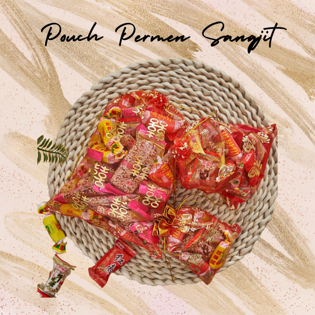 POUCH PERMEN SANGJIT KANTONG SERUT SOUVENIR WEDDING SANGJIT TUNANGAN TAS SERUT SOUVENIR KANTONG TILE